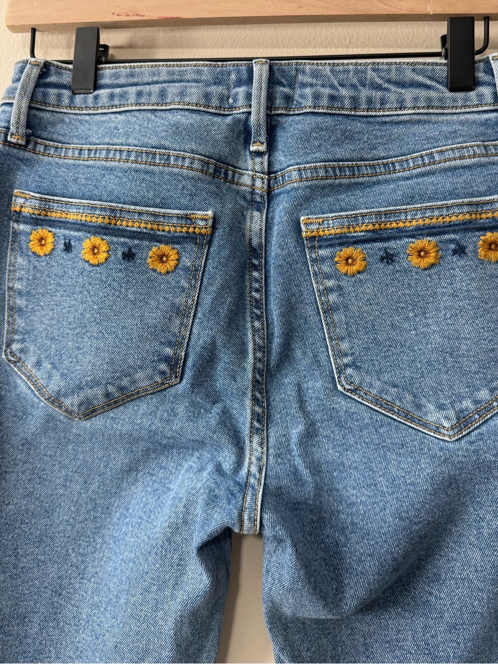 Driftwood  X Free People Farrah Split Hem Flare Boho Embroidered Jeans Size 26 - Picture 10 of 13